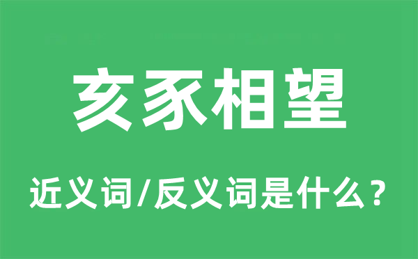 亥豕相望的近义词和反义词是什么,亥豕相望是什么意思