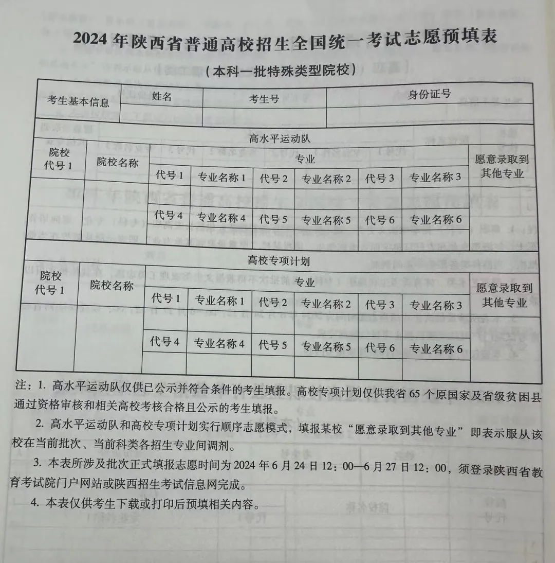 2024高考志愿表样本图片（看已经填写好的模板）